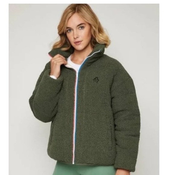 Reversible Quilted Sherpa Jacket White Green 2XL NEW NWT - Picture 1 of 13